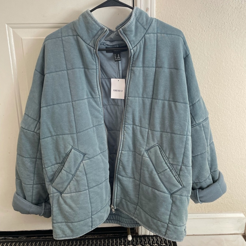Forever 21 quilted zip up jacket free people dupe